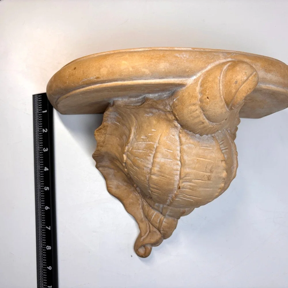 Vintage Plaster Conch Shell Wall Sconce Shelf Bracket Coastal‎ Decor Accent, 12